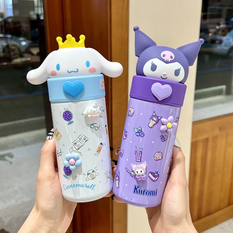 Sanrio Hello Kitty Water Cup 350ML Kawaii My Melody Thermos Cup, Anime Cartoon Kuromi Juice Cup, Insulated Water Bottle for Kids