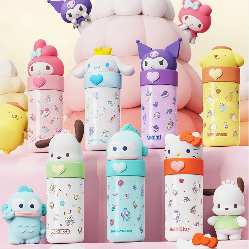 Sanrio Hello Kitty Water Cup 350ML Kawaii My Melody Thermos Cup, Anime Cartoon Kuromi Juice Cup, Insulated Water Bottle for Kids