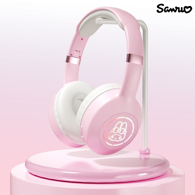 Miniso Sanrio EM-368 Bluetooth 5.2 Headphones Stereo Sound Wireless Earphones with RGB Light, Kuromi, Melody, and Hello Kitty Designs