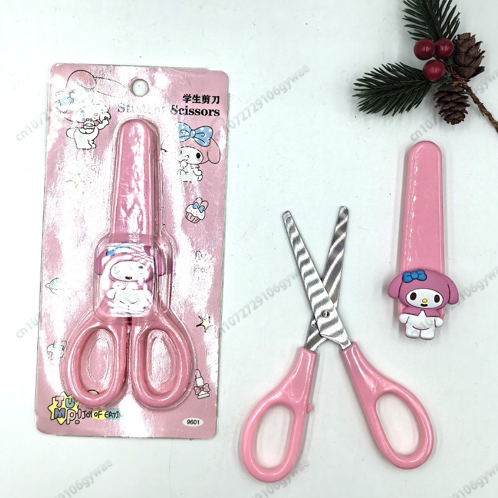 MINISO Cartoon Sanrio Kuromi Scissors Cinnamoroll Melody Cute Kid Safety Shears for Stationery and Student Supplies