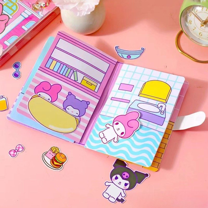 MINISO Sanrio Girl Quiet Book Kuromi, Cinnamoroll, My Melody, and Pochacco DIY Material Children's Toys for Development and Hands-On Ability