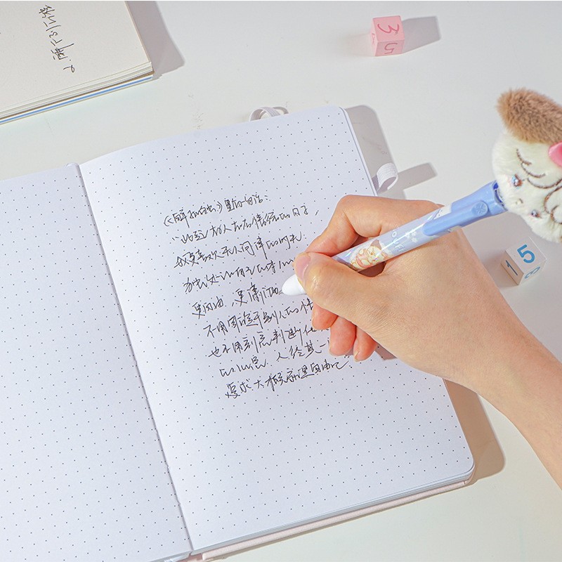 28pcs Miniso Mikko Plush Doll Neutral Pen Set Cartoon Mikko Writing Pens, 0.5mm Black Gel Pens for Students, Stationery