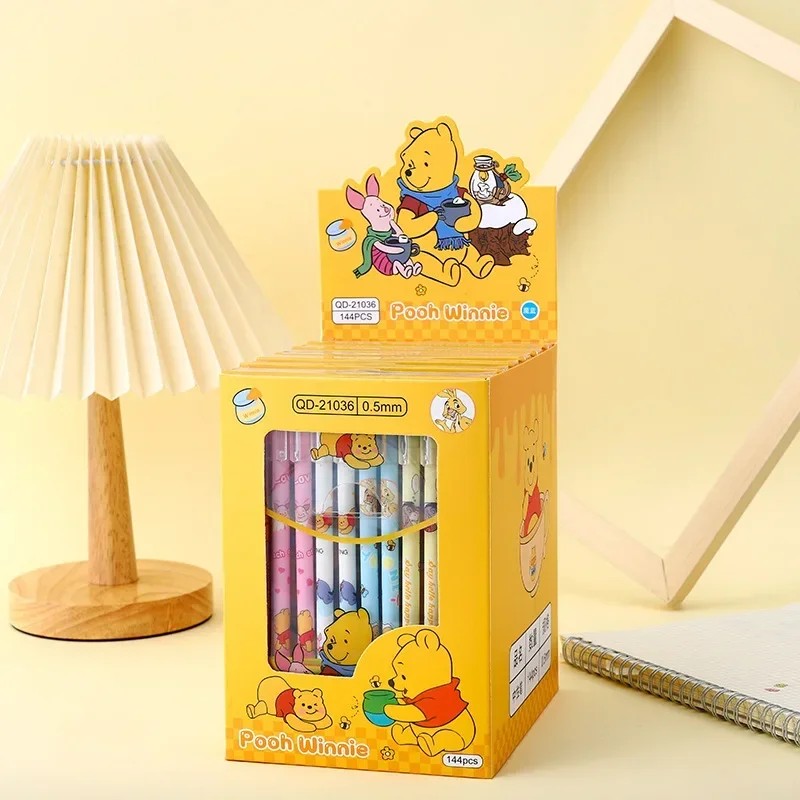 Disney 12pcs Gel Pen Cartoon Mickey Minnie Shape Children's Prize 0.5mm Black Pen for Office Supplies and Student Stationery