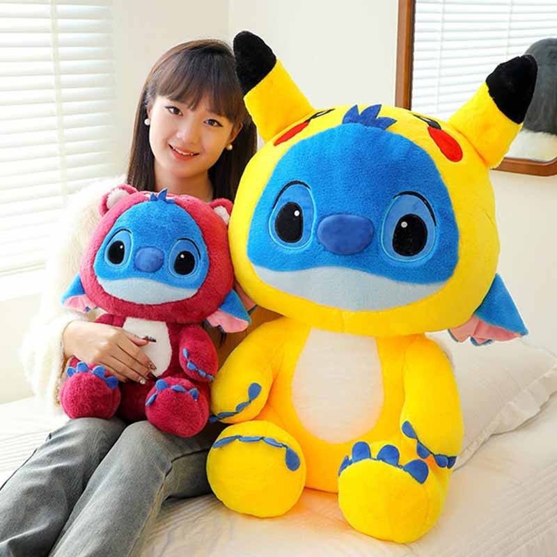 Giant Size Plush Stitch Pikachu Doll Soft Stuffed Animal Pillow, Strawberry Bear Plush Toys, Perfect Gift for All Ages