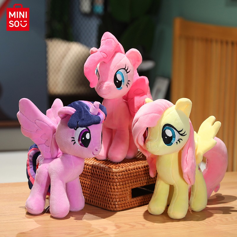 MINISO My Little Pony Anime Plush Doll Toys Prototype Cartoon Pinkie Pie and Fluttershy Soft Doll Throw Pillow, Perfect Children's Gift