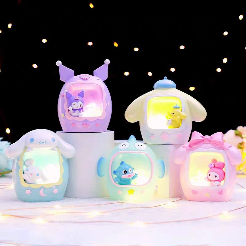 Original MINISO Kuromi Melody Cartoon Anime Moon Night Light Blind Box Decor Ornaments Toys, Cute Girls Gift, Kids Birthday Gifts