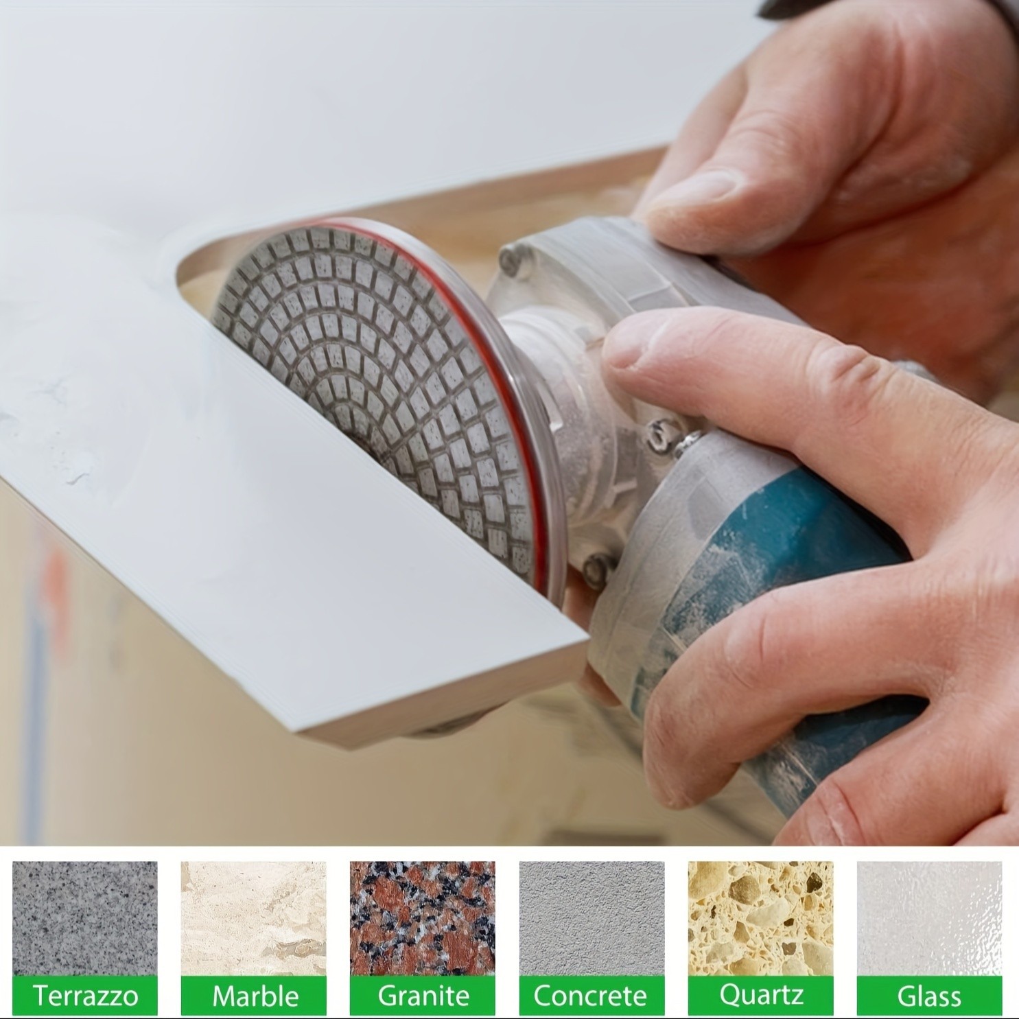 12pcs 4in Diamond Polishing Disc Set Wet/Dry Grinding and Polishing Pads with 50-6000 Grit for Granite, Concrete, Marble, Stone Countertops, and Quartz Stone