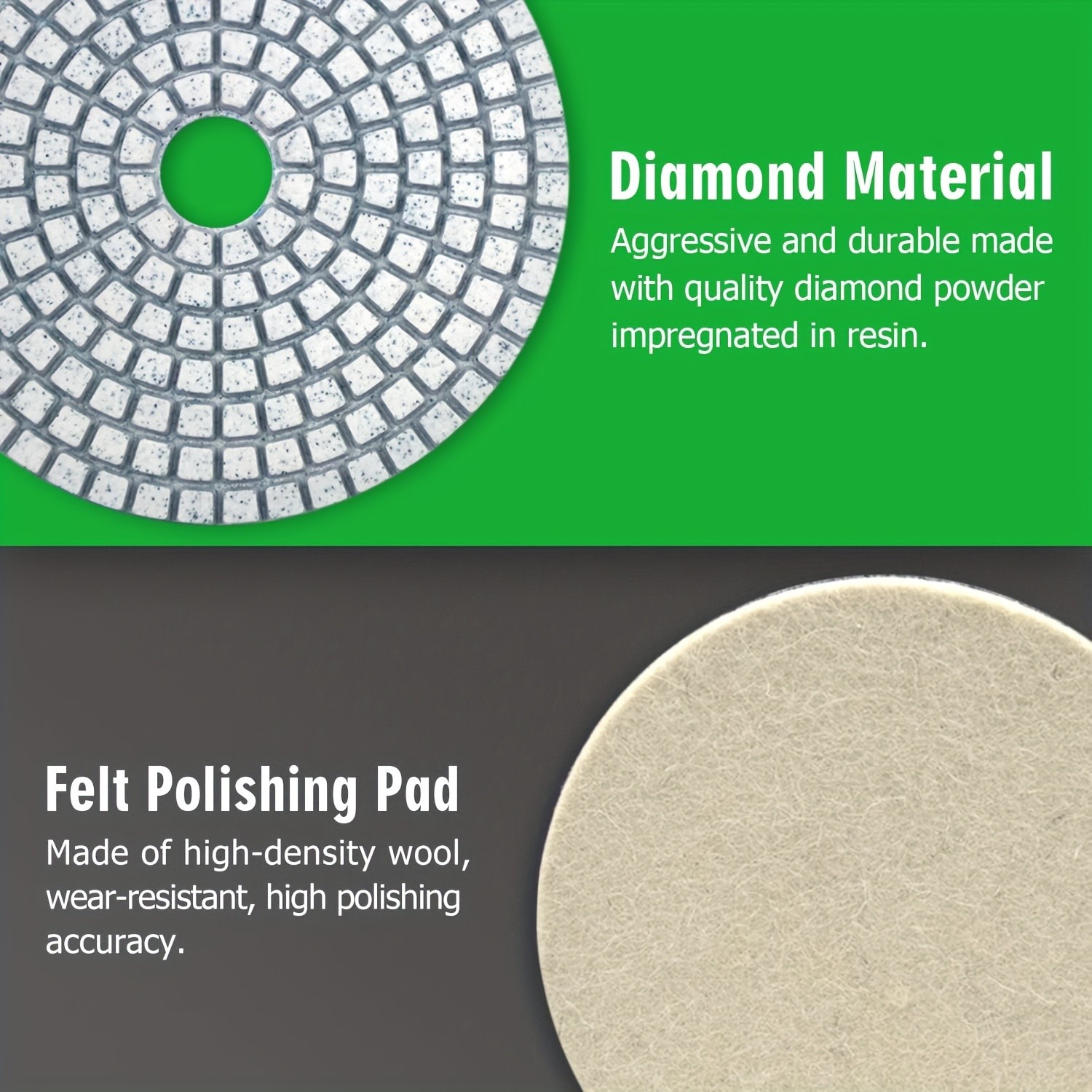 12pcs 4in Diamond Polishing Disc Set Wet/Dry Grinding and Polishing Pads with 50-6000 Grit for Granite, Concrete, Marble, Stone Countertops, and Quartz Stone