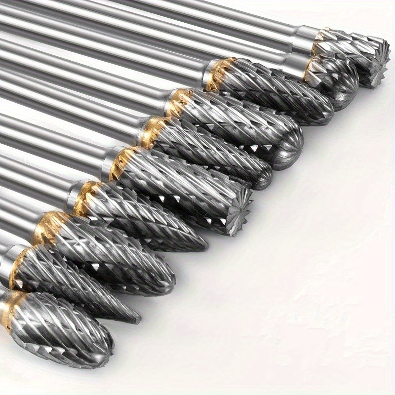 10pcs Tungsten Steel Burrs Set Versatile Carving, Engraving, and Polishing Tool for Wood, Metal, and Stone No Assembly Required!