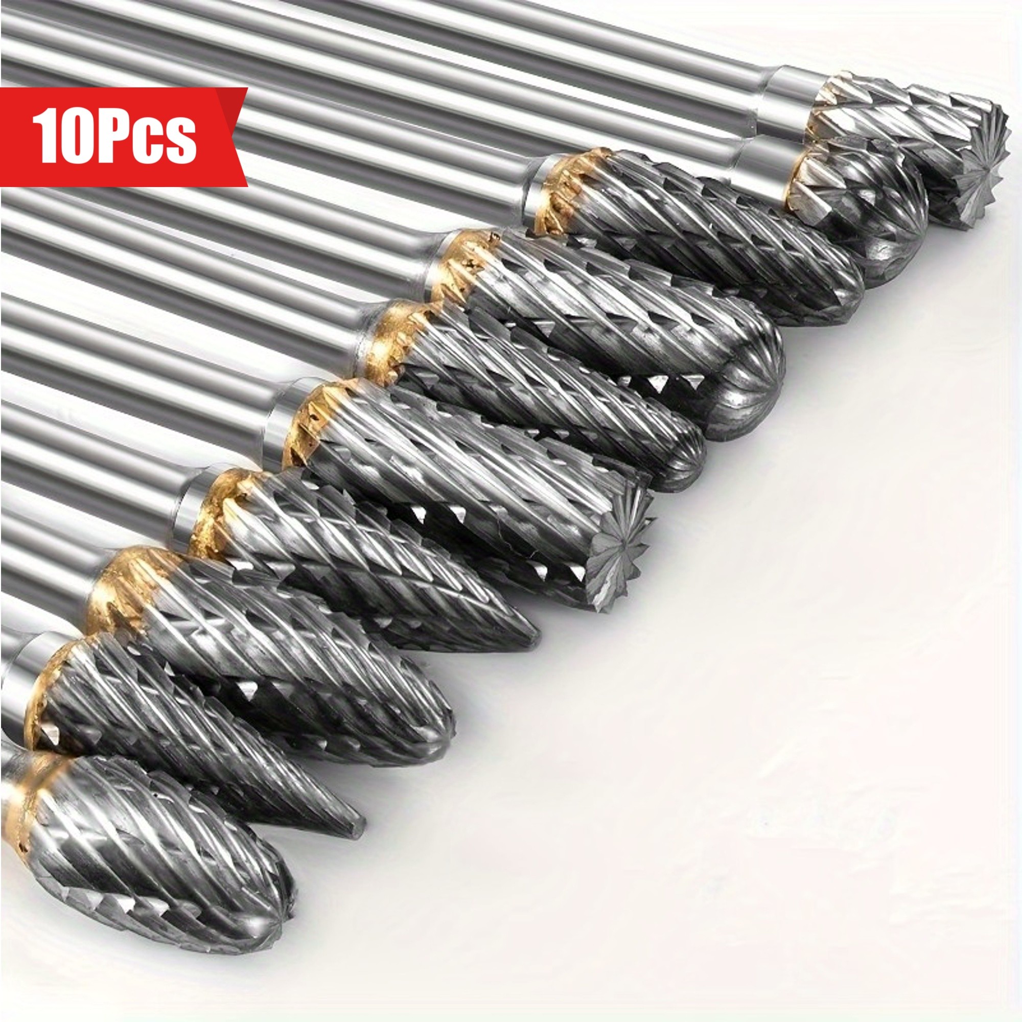 10pcs Tungsten Steel Burrs Set Versatile Carving, Engraving, and Polishing Tool for Wood, Metal, and Stone No Assembly Required!