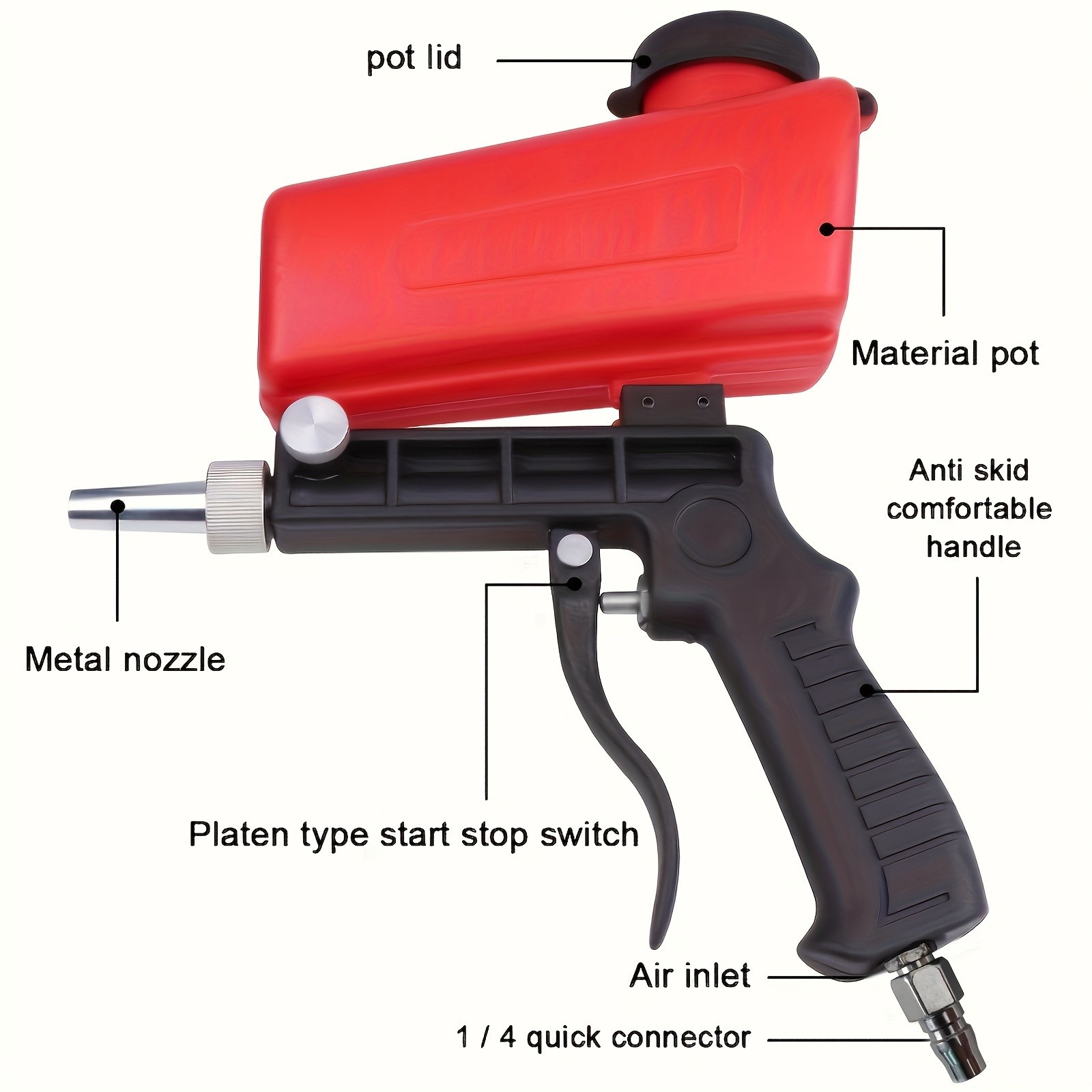90psi Portable Gravity Sandblaster High-Pressure Sand Removal Tool for Efficient Cleaning and Abrasive Blasting