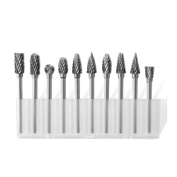 10pcs Double Cut Tungsten Carbide Grinding Bits Set  Carbide Deburring Tungsten Steel Grinding Bits  Compatible with Rotary Tools