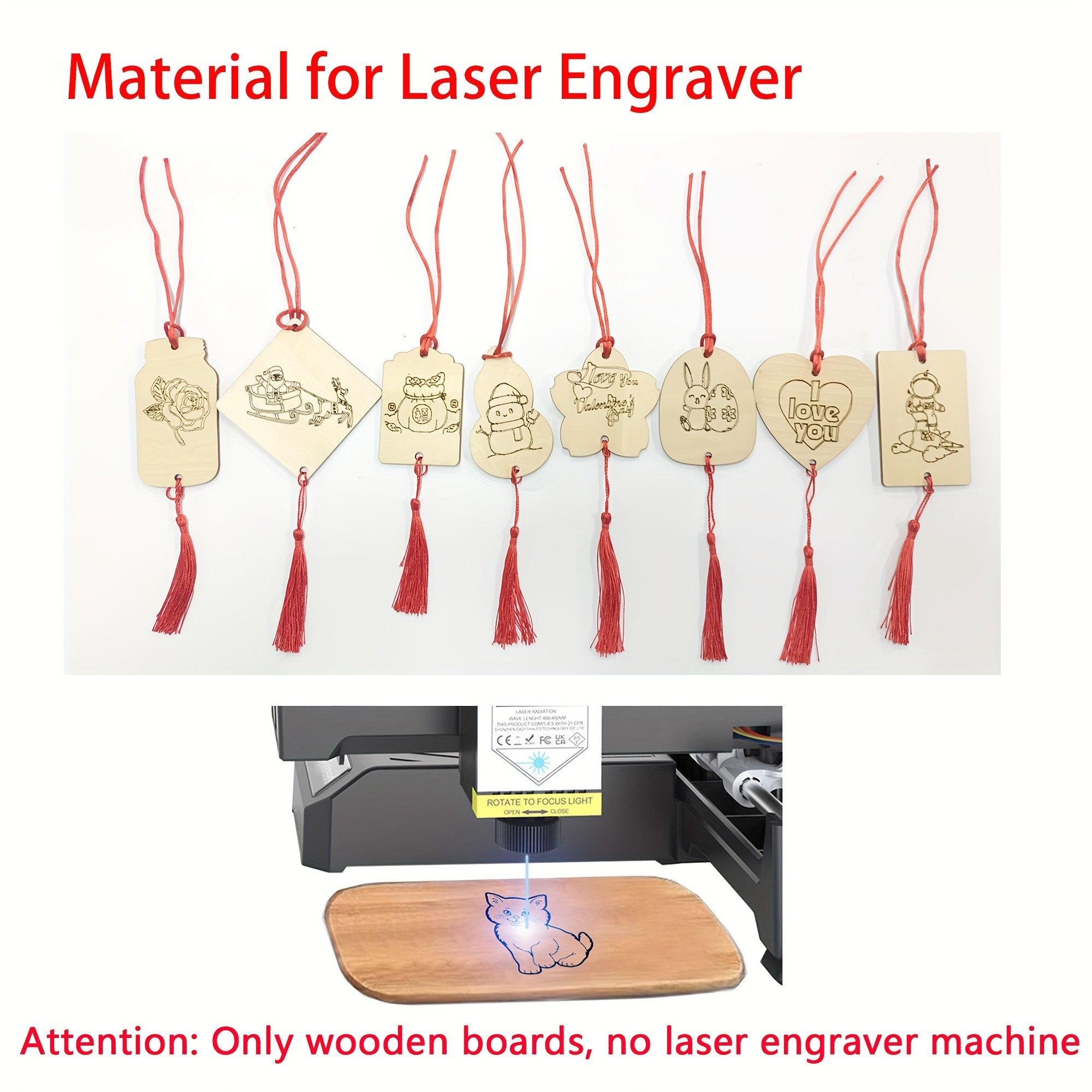 EasyThreed Laser Engraver 18pcs Wood Craft Set DIY Decoration Materials, Perfect for Gifts & Projects