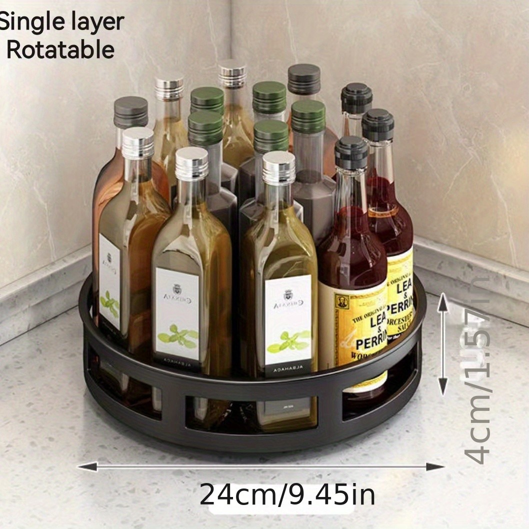 Multifunctional Rotating Storage Rack with Adjustable Height and Spray Paint Finish Ideal for Kitchen, Bathroom, and Countertop Organization for Restaurants