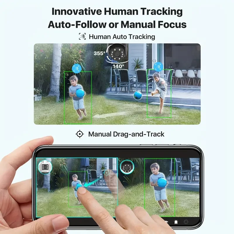 ZOSI 4K Dual-Lens PTZ Security Camera - 360 Outdoor, 8X Zoom, Color Night Vision (C298 Max)