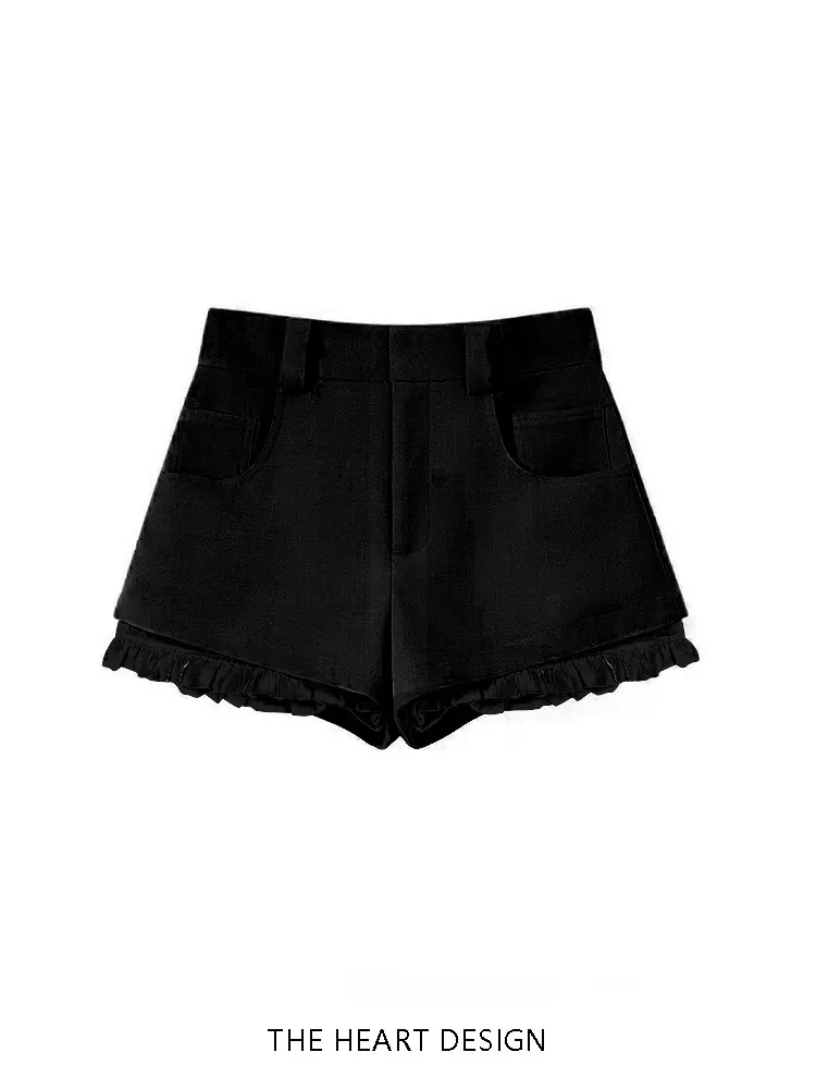 Women's Spring And Summer Retro Khaki Suit Shorts