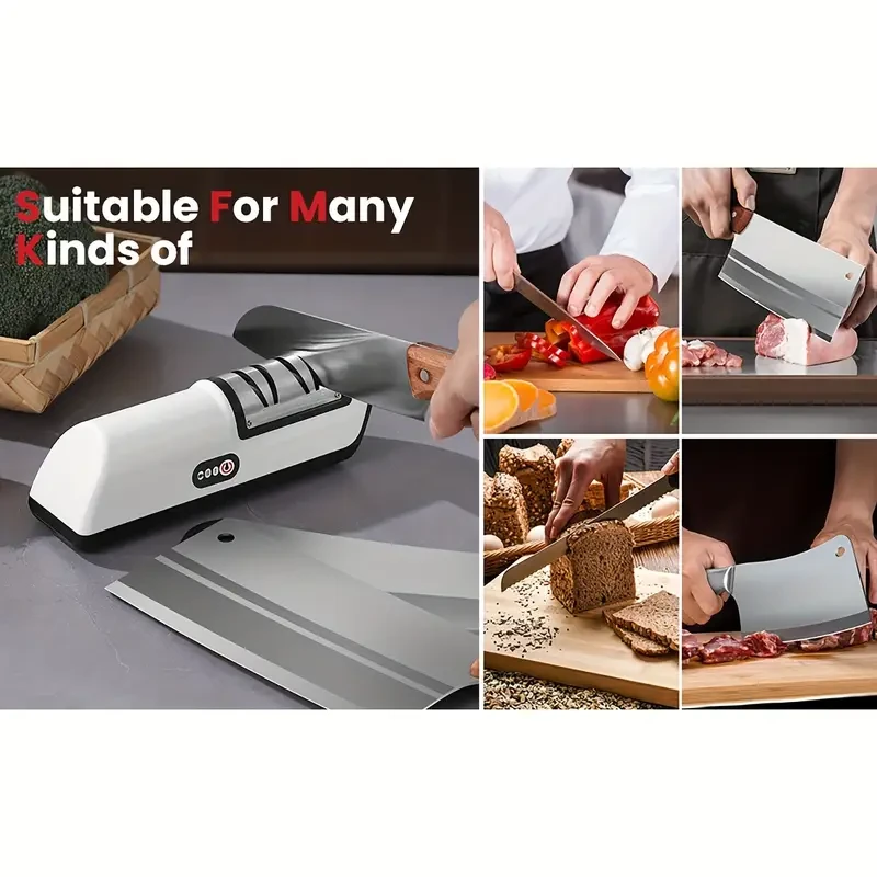 Electric Knife Sharpener - USB Rechargeable, 2-Speed Adjustable