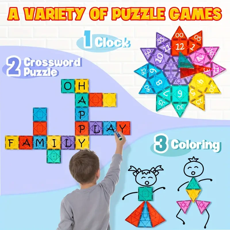 KIDNOAM 102pcs Magnetic Building Blocks Vehicle-Themed Construction Toys