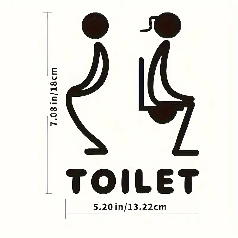 3D Acrylic Unisex Bathroom Door Sign Stylish Black Design