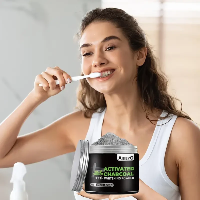 AIJIEYO Activated Charcoal Teeth Whitening Powder Mint Flavor