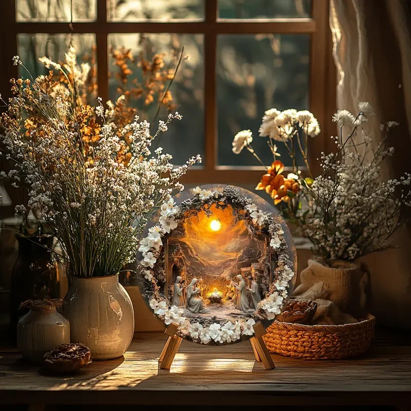 High-Definition 2D Aluminum Plaque, Vintage Religious Scene Decor