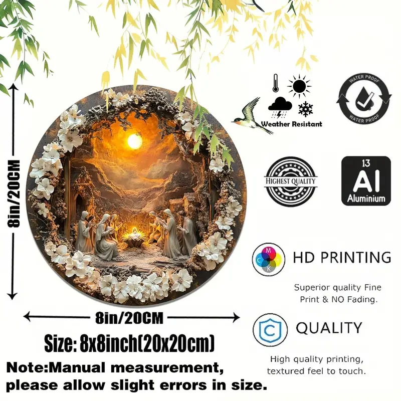 High-Definition 2D Aluminum Plaque, Vintage Religious Scene Decor