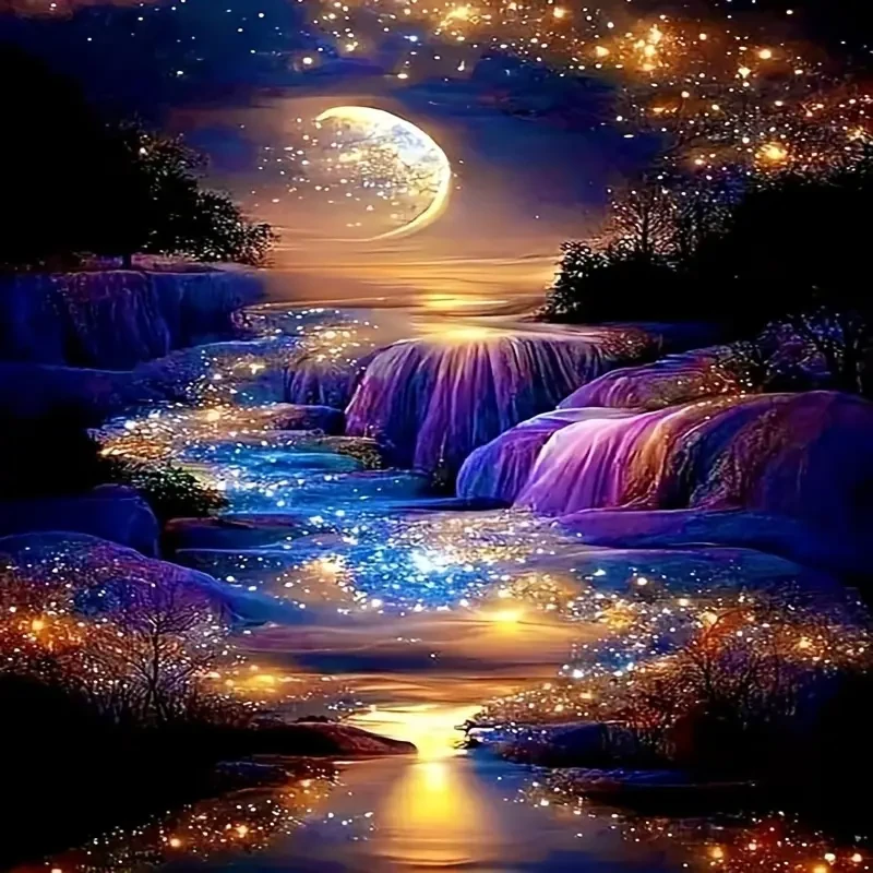 Moon Waterfall Diamond Art Kits For Beginners