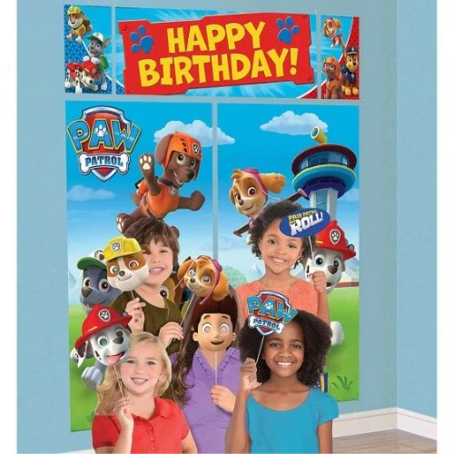 Paw Patrol Happy Birthday Scene Setter - Pack of 17