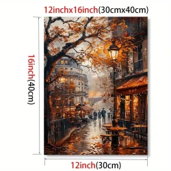 Vintage Autumn Boulevard Artwork for Living Room, Bedroom