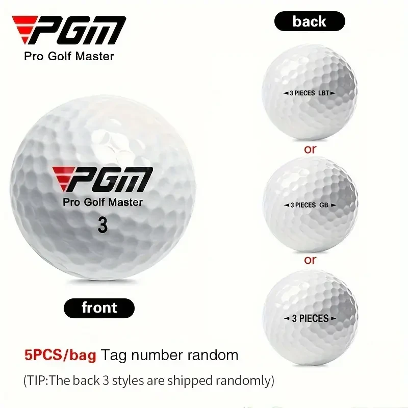5pcs White Three-Layer Golf Balls  44g, Hardness 80, Game-Ready Golf Accessories