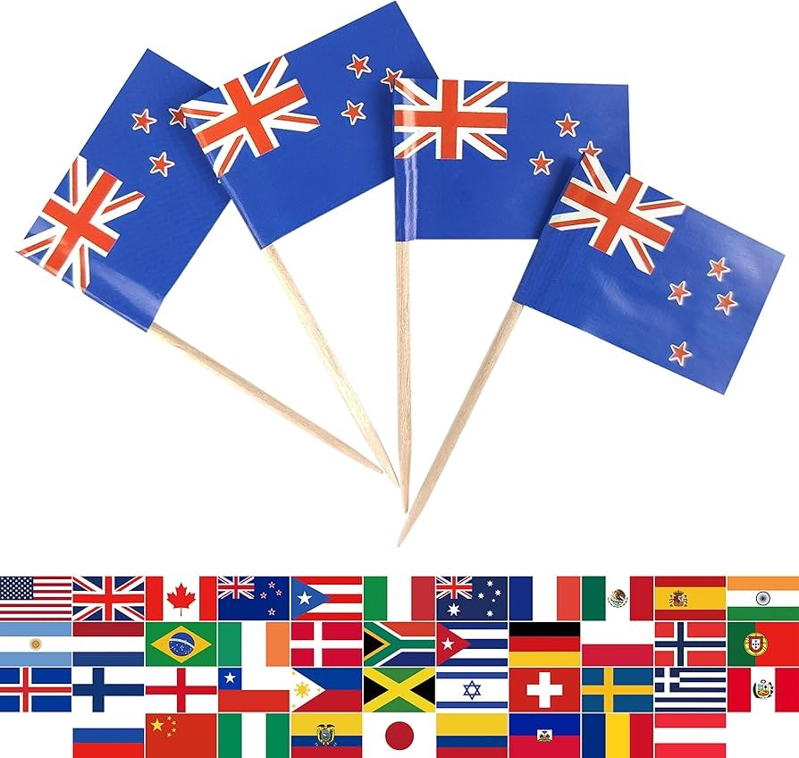 TOOTHPICK W/MINI PAPER NZ FLAG 100s/PKT (TASTETOOLZ 1107T)