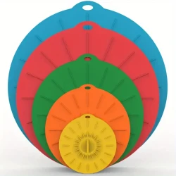 5-Piece Set Multi-Size Silicone Lids - Heat-Resistant, Microwave & Stovetop Safe Covers - Versatile Seal for Kitchenware