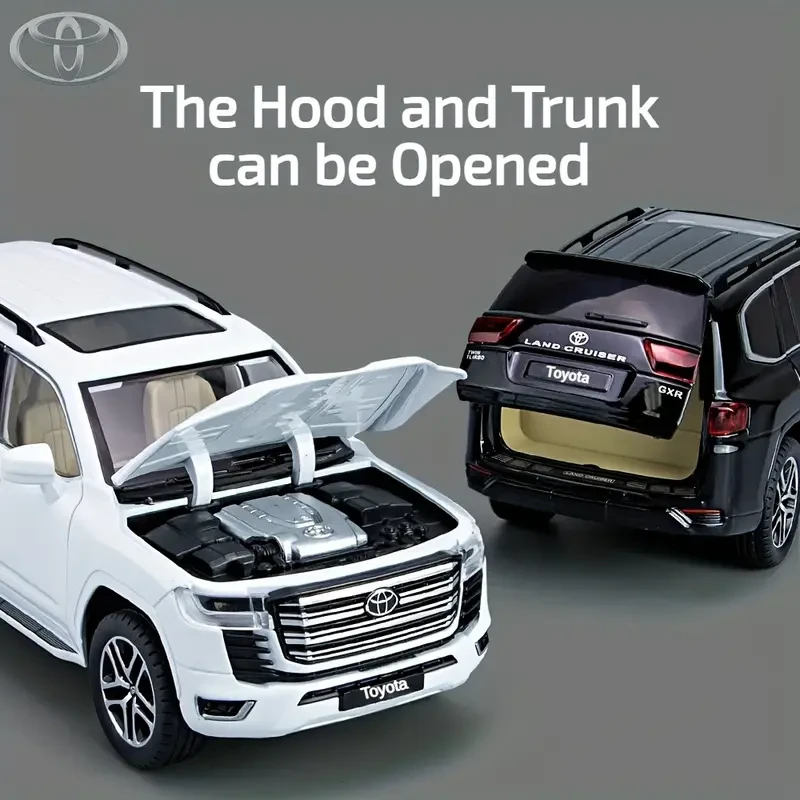 Toyota Land Cruiser 1/24 Scale Diecast Pull-Back Action, Light & Sound Zinc Alloy Toy Car