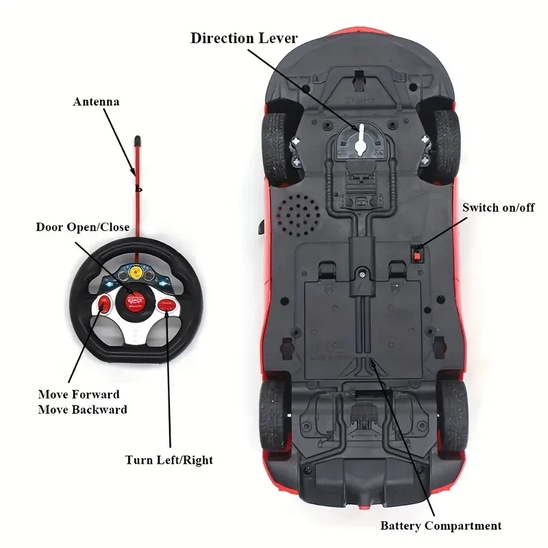 Electric RC Car with Opening Doors Remote Control Vehicle Toy