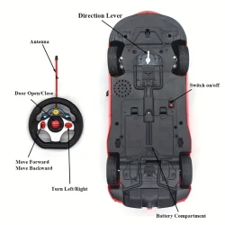 Electric RC Car with Opening Doors  Remote Control Vehicle Toy