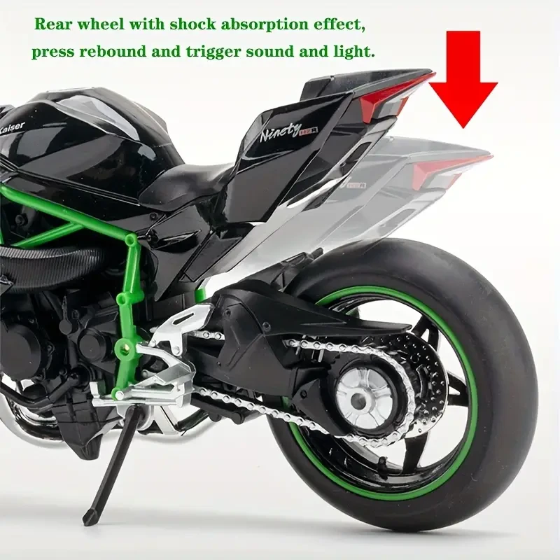 1:12 Alloy Motorcycle Toy Model Black Motorcycle with Sound & Light Effects