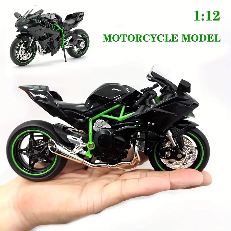1:12 Alloy Motorcycle Toy Model Black Motorcycle with Sound & Light Effects