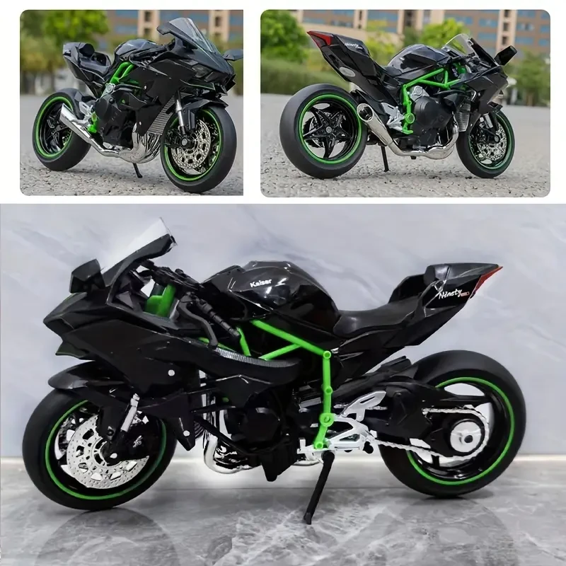 1:12 Alloy Motorcycle Toy Model Black Motorcycle with Sound & Light Effects