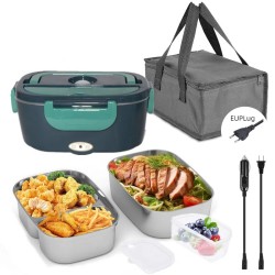 HOMEFISH 1.5L Electric Lunch Box Food Warmer  Portable 60W Food Heater with Leak-Proof 304 Stainless Steel Liner