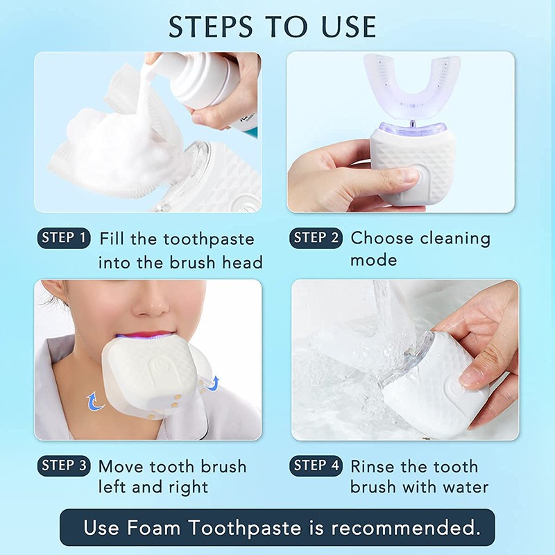 U-Shaped Ultrasonic Childrens Electric Toothbrush 360 Whitening Silicone Automatic Toothbrush