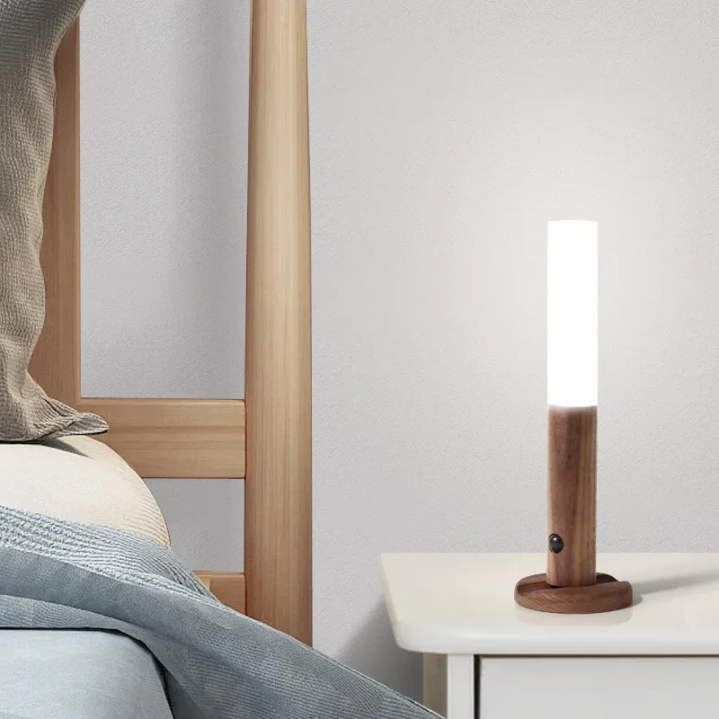 Auto LED USB Magnetic Wood Wireless Night Light