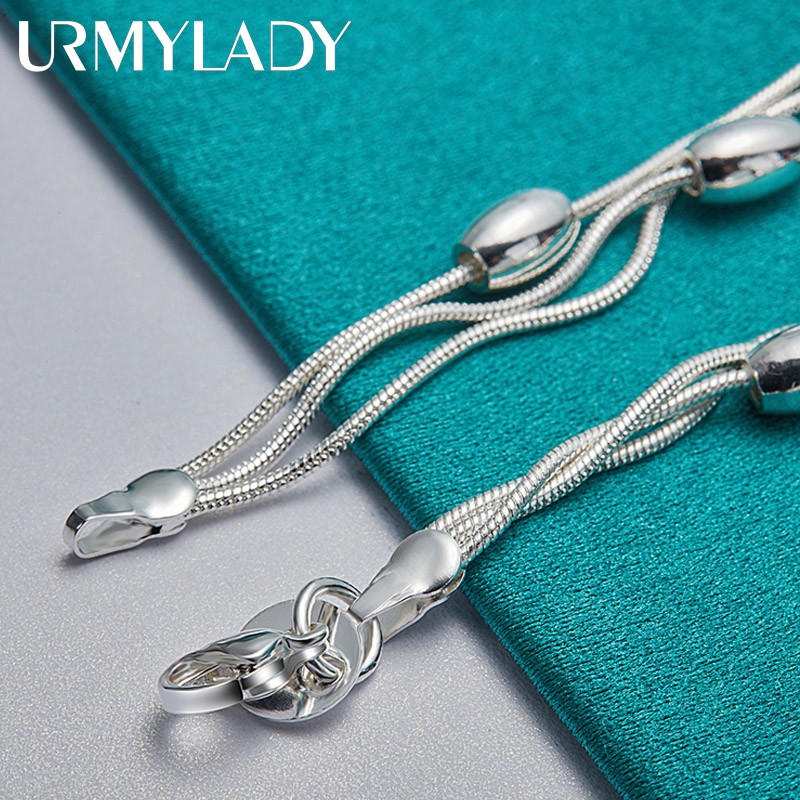 925 Sterling Silver Bead Bracelet Fashion Chain for Womens