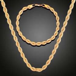 2pcs Twist Chain Necklace & Bracelet Jewelry Set  Elegant Matching Accessories