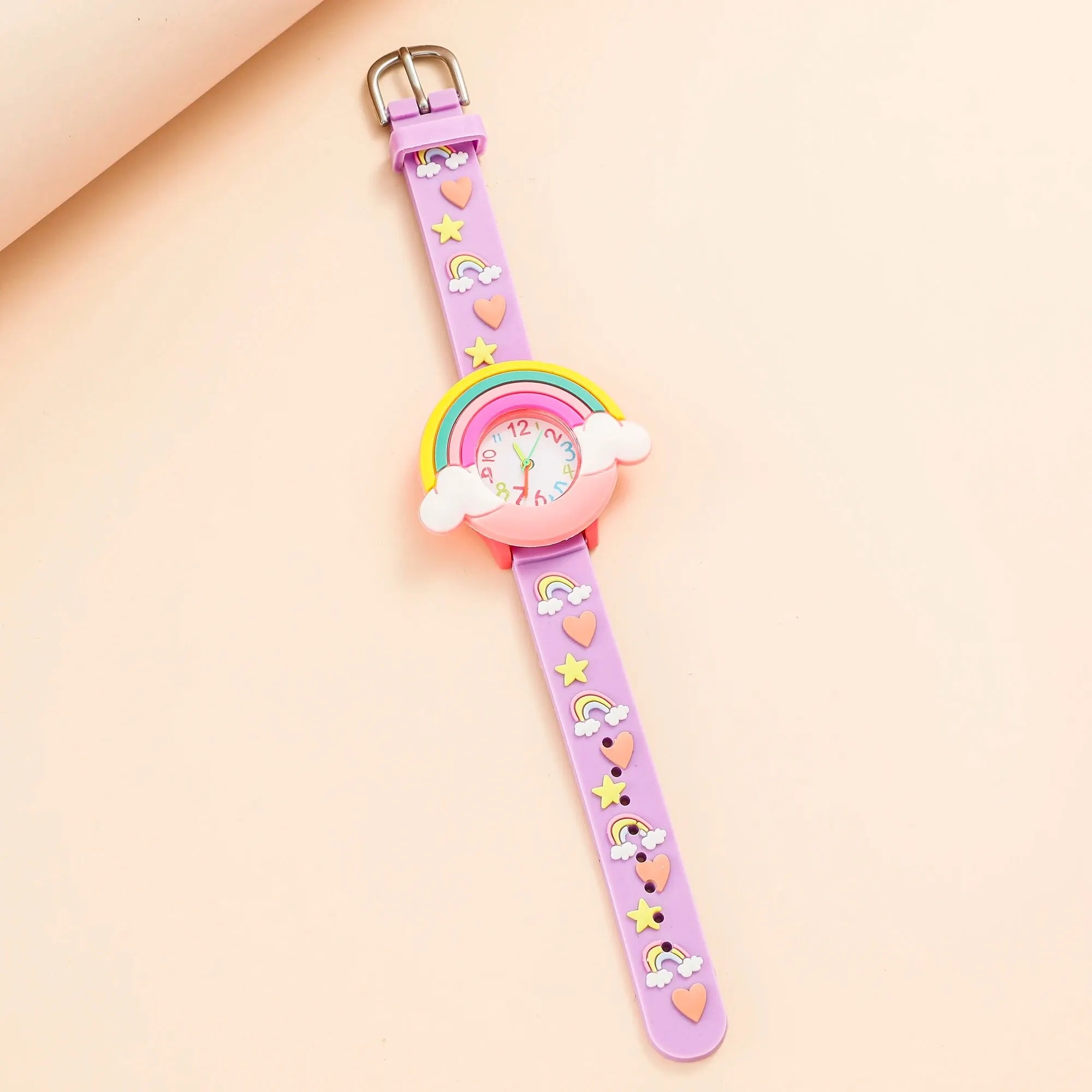 2024 Rainbow Cloud Silicone Kids Watch Cute Cartoon Quartz Watch for Boys & Girls
