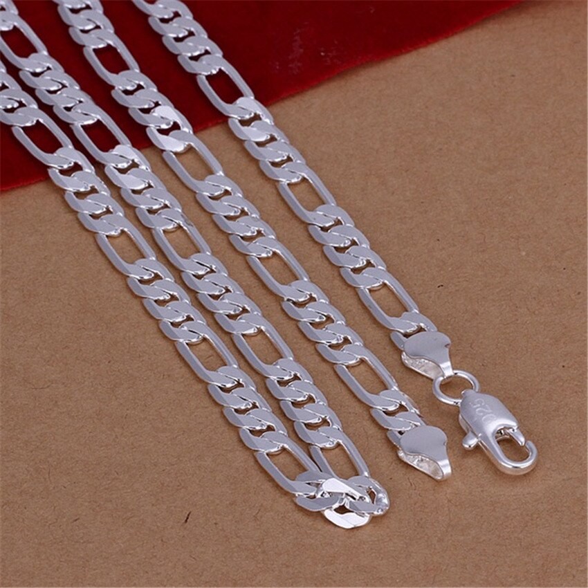 6mm Flat Silver Chain Necklace High-Quality Unisex Fashion Jewelry