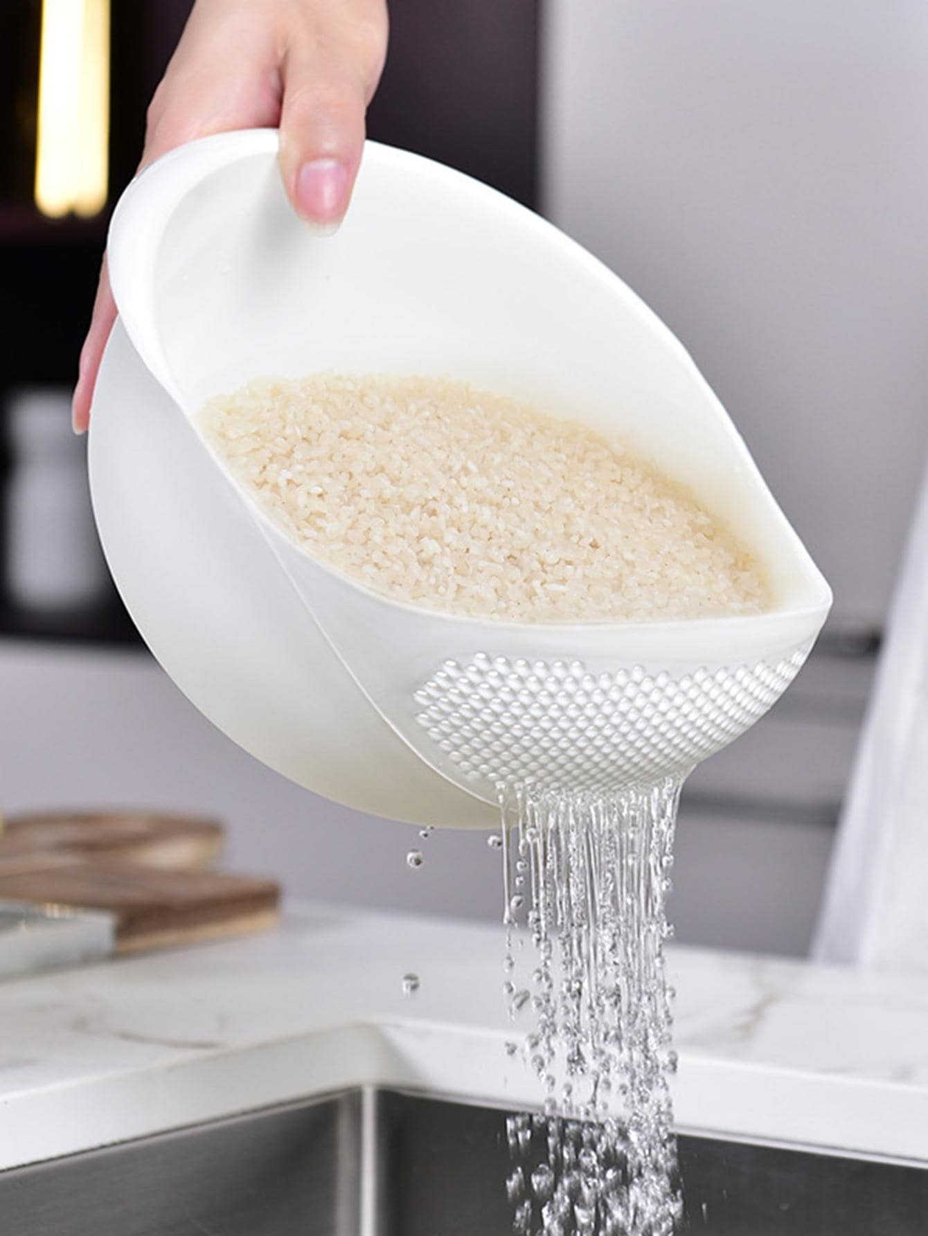 Silicone Colander Drain Basket Rice Bowl, Fruit Washing Basket