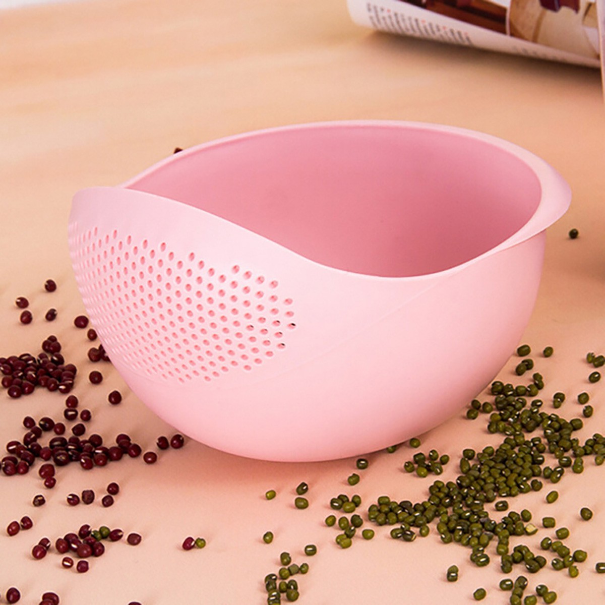 Silicone Colander Drain Basket Rice Bowl, Fruit Washing Basket