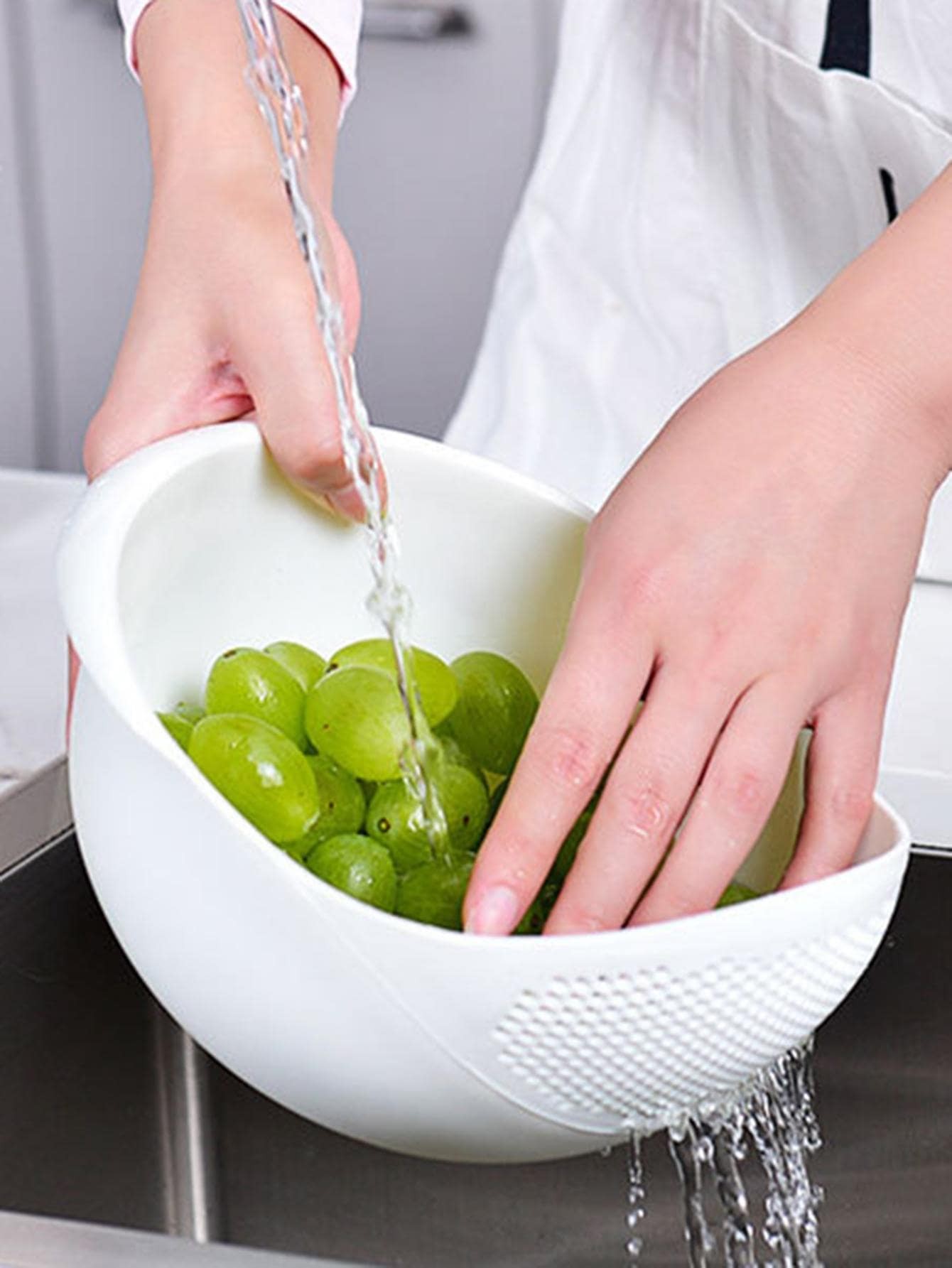 Silicone Colander Drain Basket Rice Bowl, Fruit Washing Basket