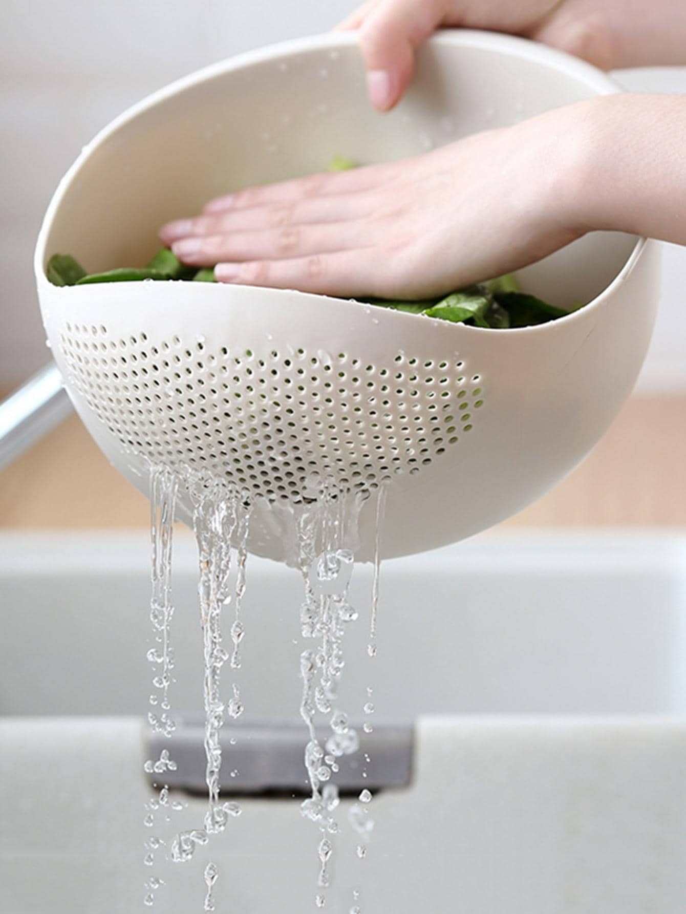 Silicone Colander Drain Basket Rice Bowl, Fruit Washing Basket