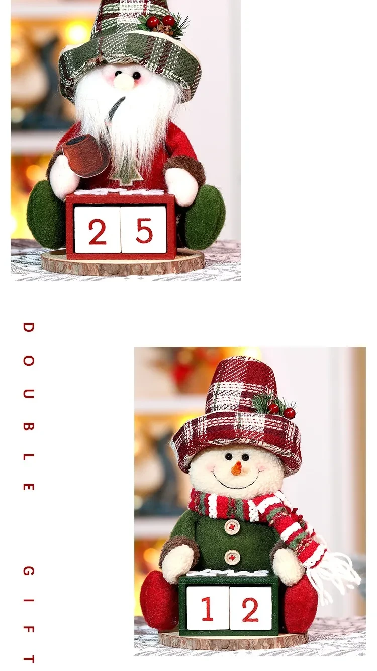 Christmas Calendar Old Man Doll Wooden Decoration